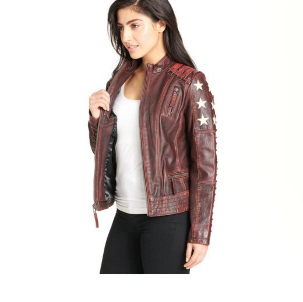 Black Rivet  leather  jacket - Picture 2 of 8